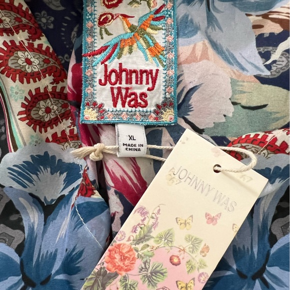 Johnny Was multicolor boho floral print patchwork silk dunas dress size XL - Picture 11 of 13